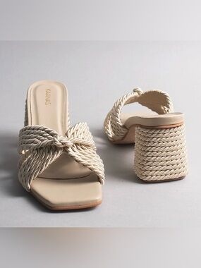 Kaanas Myla Corded Block Heel Sandals – Neutral – Size 8 Women’s